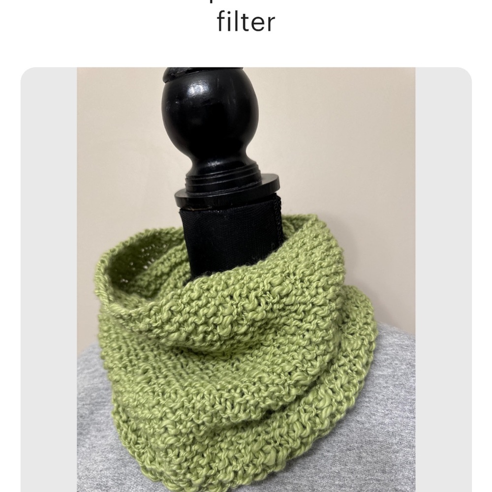 New Unisex Light Green Hand Knit Eco Organic Cotton Neck Warmer Snood OS